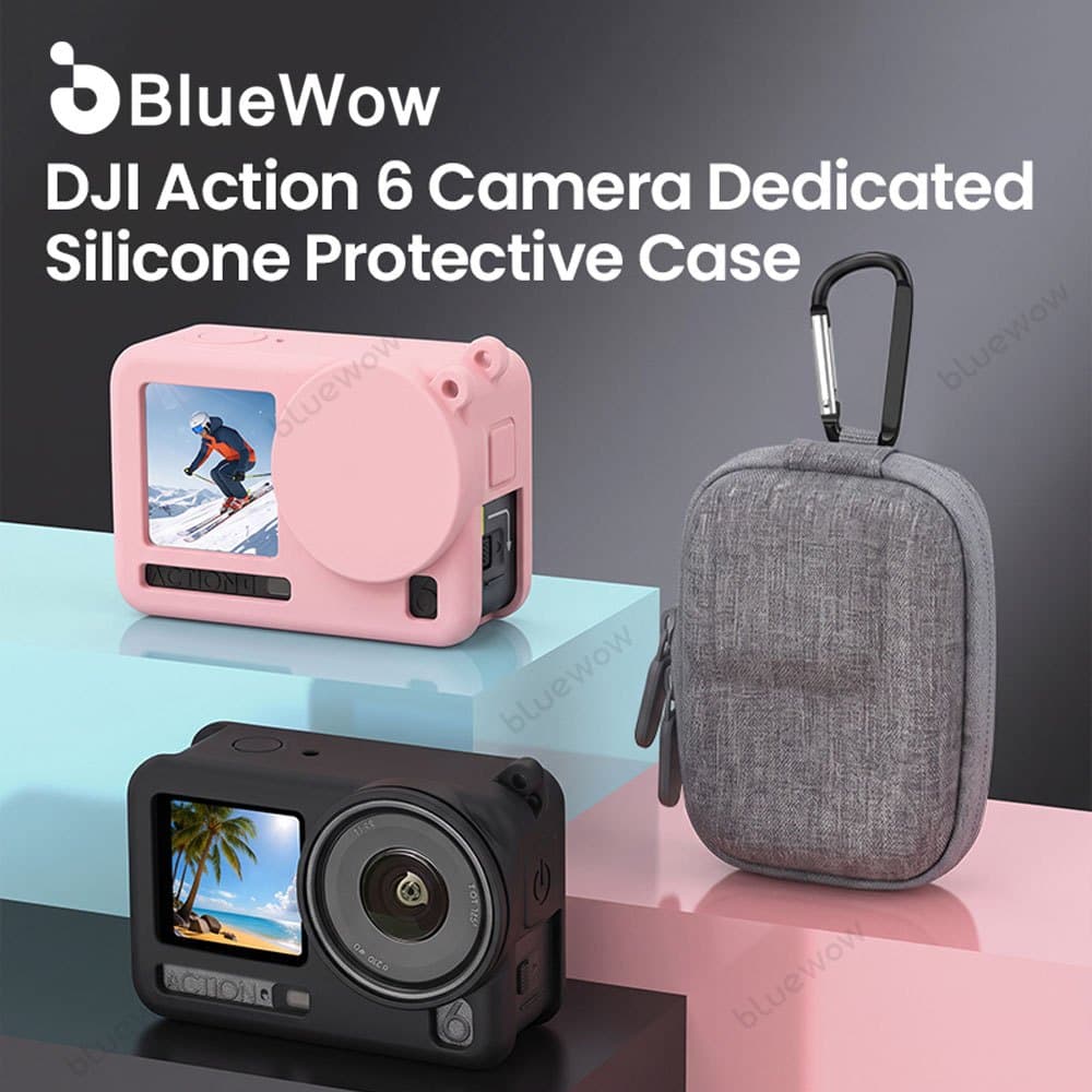 Capa BlueWow Para Câmera DJI Action 6 Protetora De Silicone Dedicada Com Tampa De Lente , Antiarranhões À Prova De Choqu