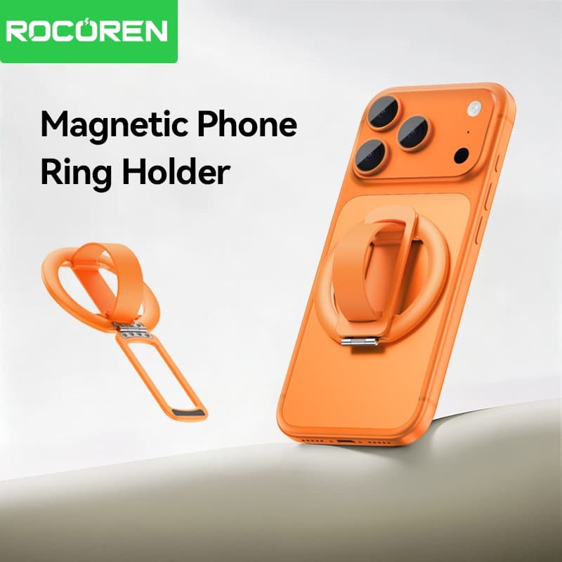 Suporte Magnético Para Anel De Telefone Rocoren 180 ° Dobrável Giratório Em Liga De Zinco Com Ímã Forte N52 MagSafe iPho