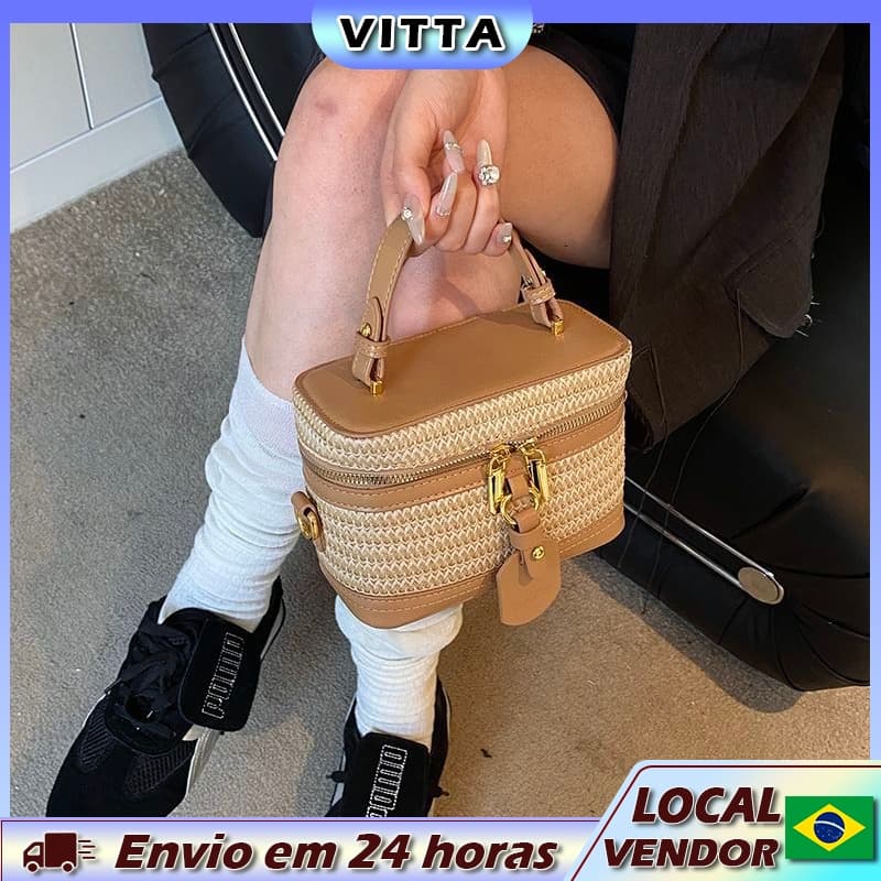 VITTA Feminino Bolsa Caixa Bolsa Mão Ombro Crossbody Balde Bolsa