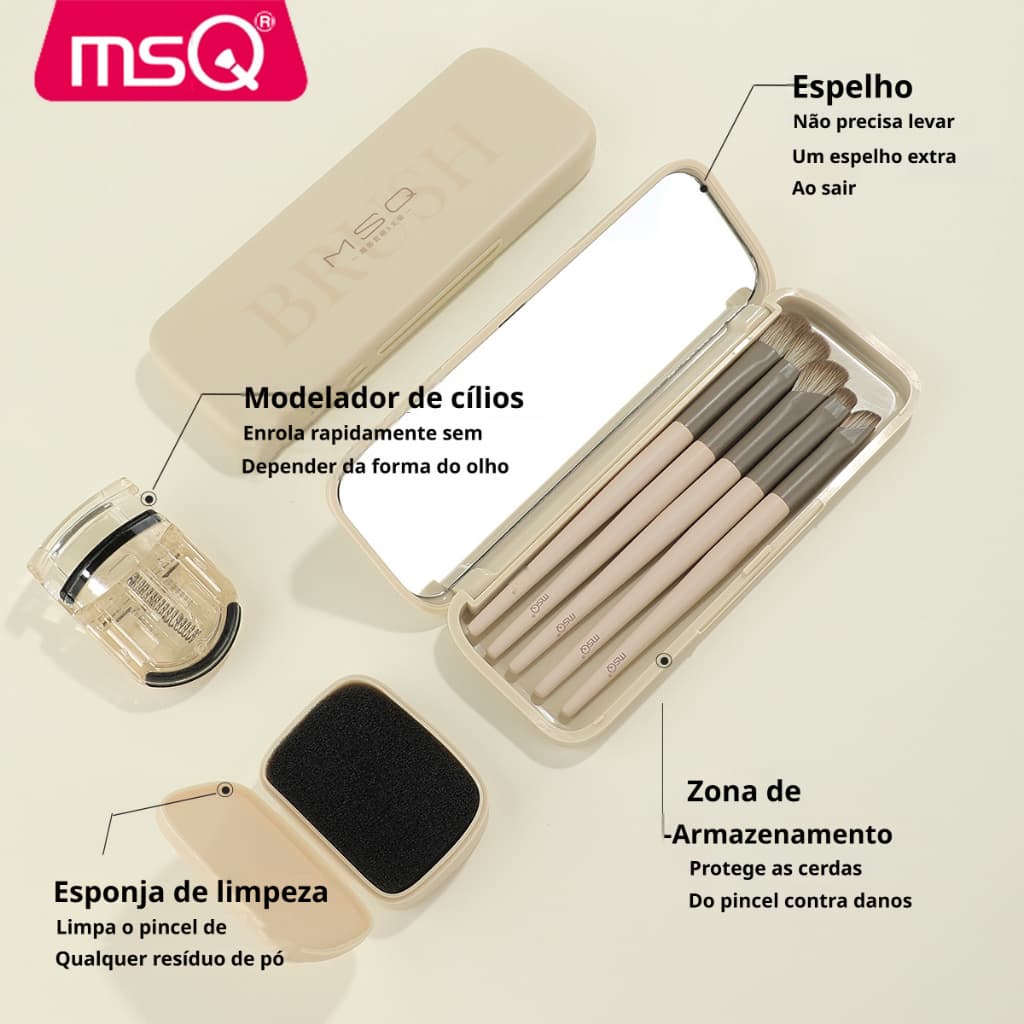 MSQ 5 Peças Escova De Sombra De Olho , mini Conjunto Portátil De Pincéis Inclui Pincel Nariz De Delineador