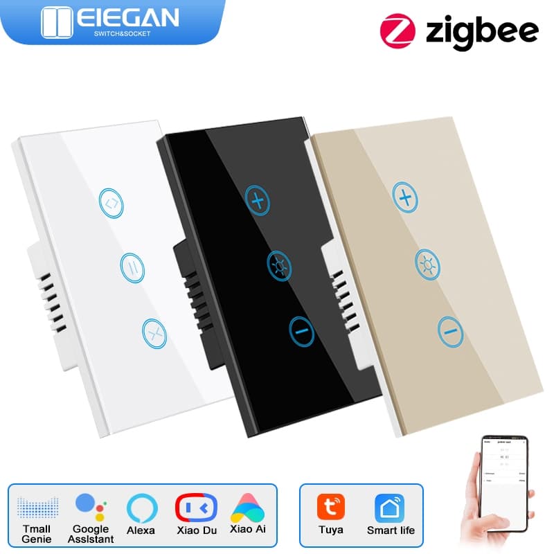 Interruptor De Cortina zigbee Padrão Americano ELEGAN Amazon ALEXA Toque Do motor De Controle De Voz