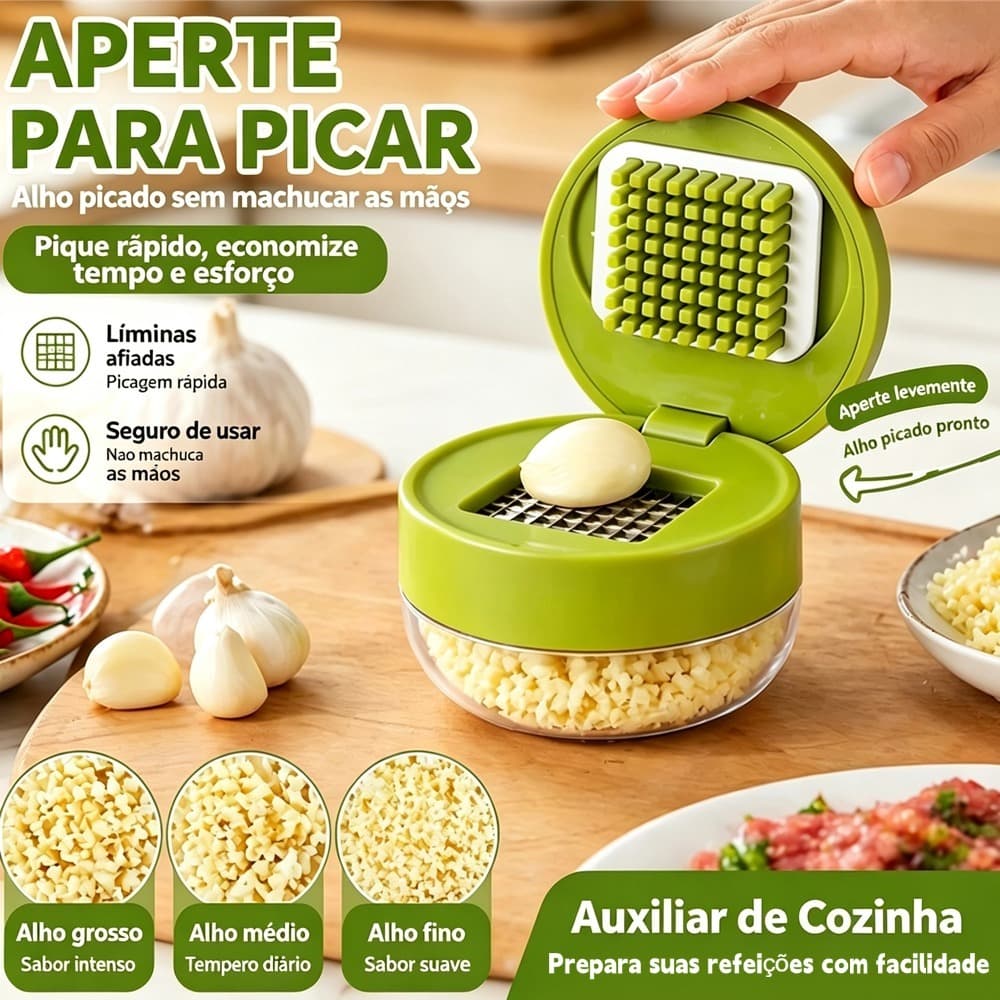 Prensa De Alho Multifuncional Em Aço Inoxidável , Manual Com Recipiente De Armazenamento , Ferramenta De Cozinha