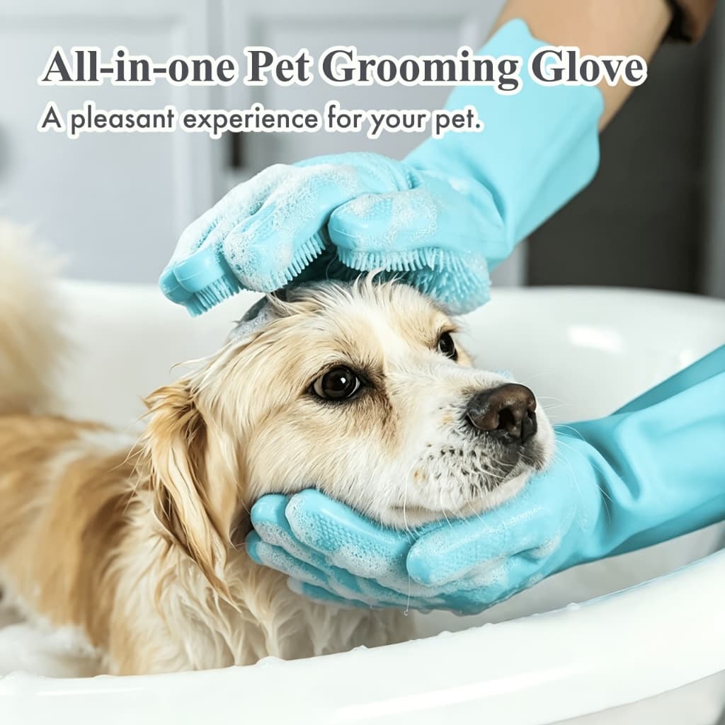 Luvas de massagem para banho de animais de estimação, luvas antiarranhões de Silicone, escova de limpeza de pêlos de ani