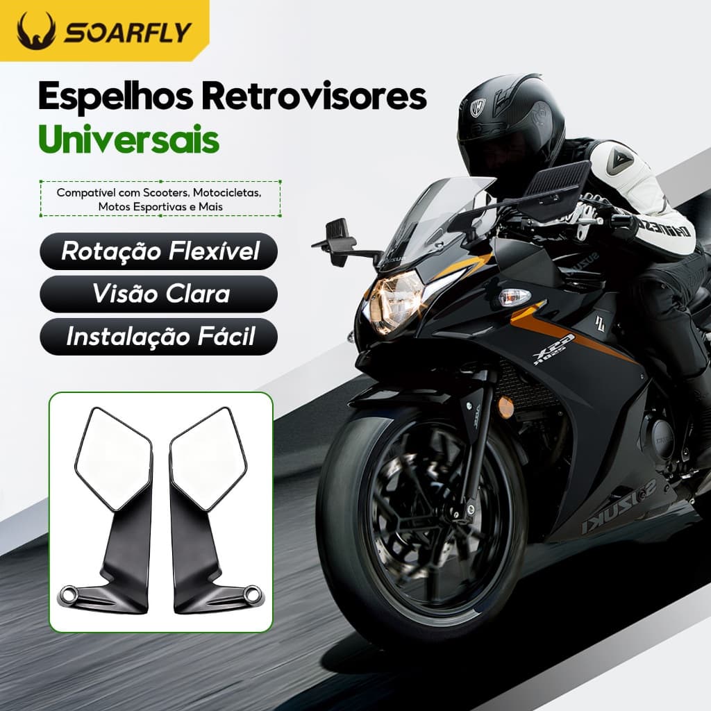 SOARFLY Espelho retrovisor fixo ajustável Universal HD