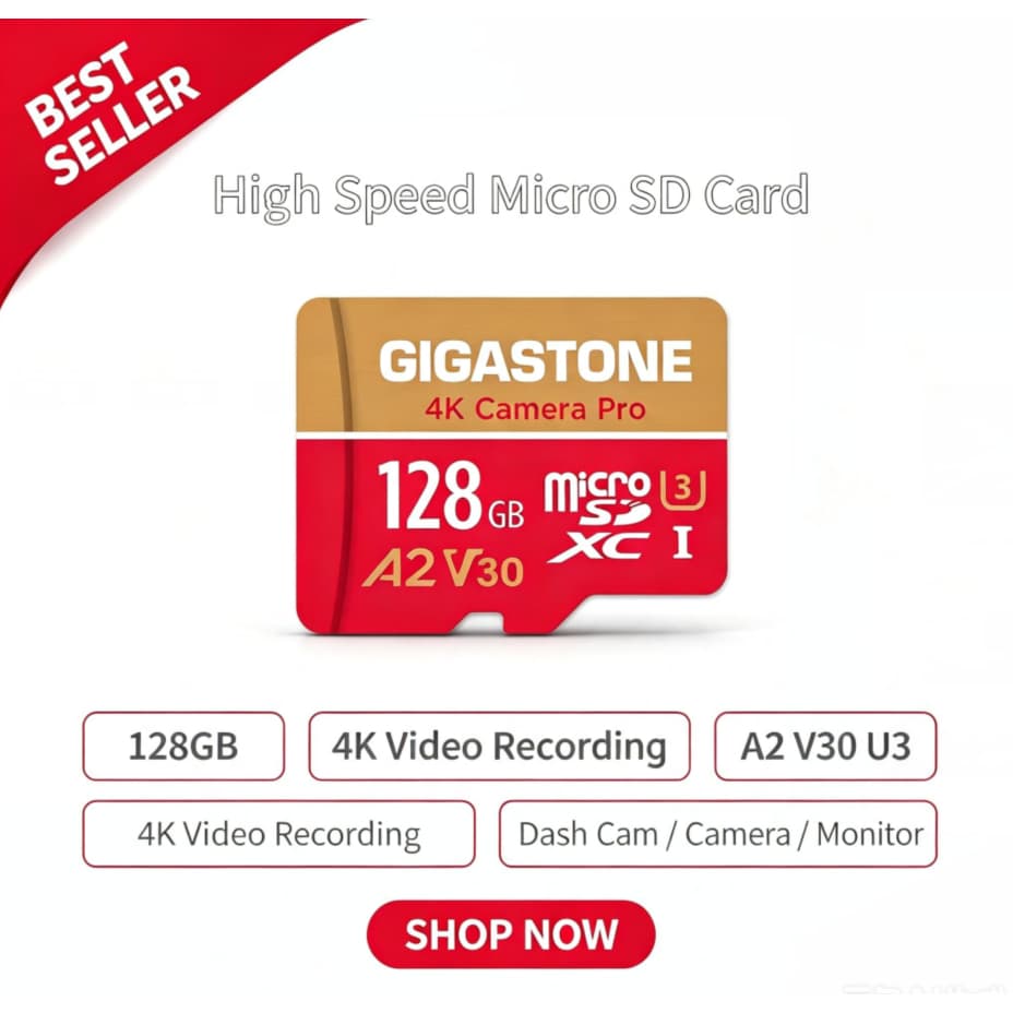 Cartão Micro SD GIGASTONE De 128 Gb , Adequado Para GoPro , Câmeras Esportivas , Vigilância Por Vídeo , drones , Nintend