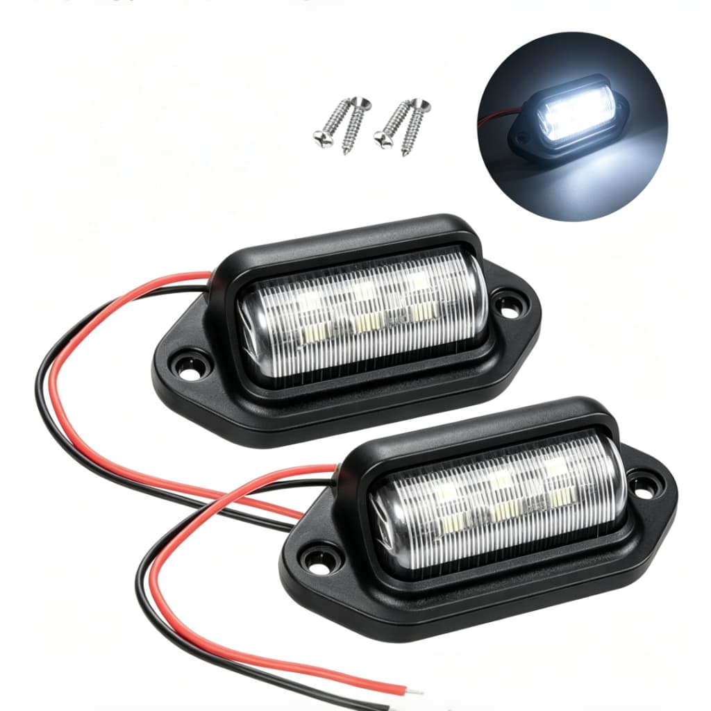 2 Luz De Placa Carro 6 Leds Caminhão Carretinha 12v 24v