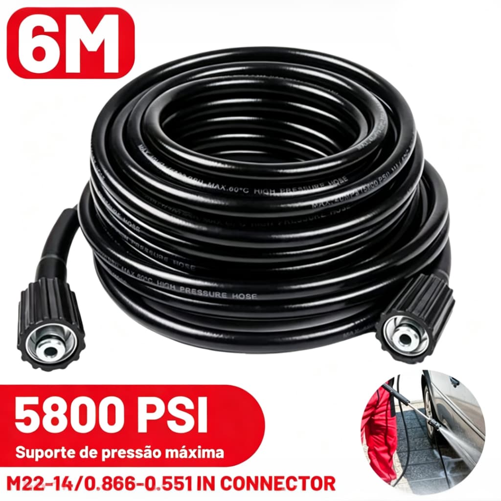 Mangueira Reforçada p/ Lavadora WAP Ousada Plus 2200 – Trama Nylon Alta Pressão
