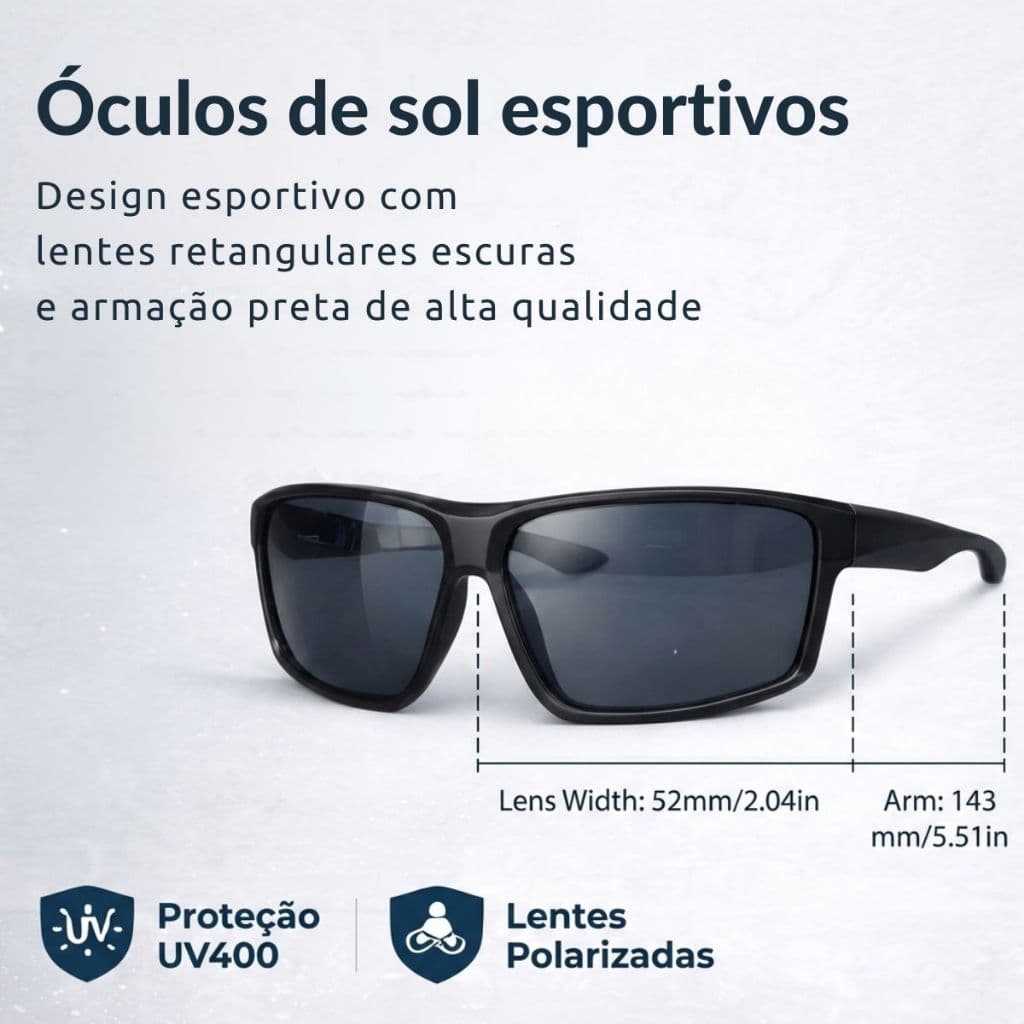 HEYOO Óculos de Sol Polarizado em TR90 UV400, Modelo Esportivo para Direção, Pesca e Atividades Externas