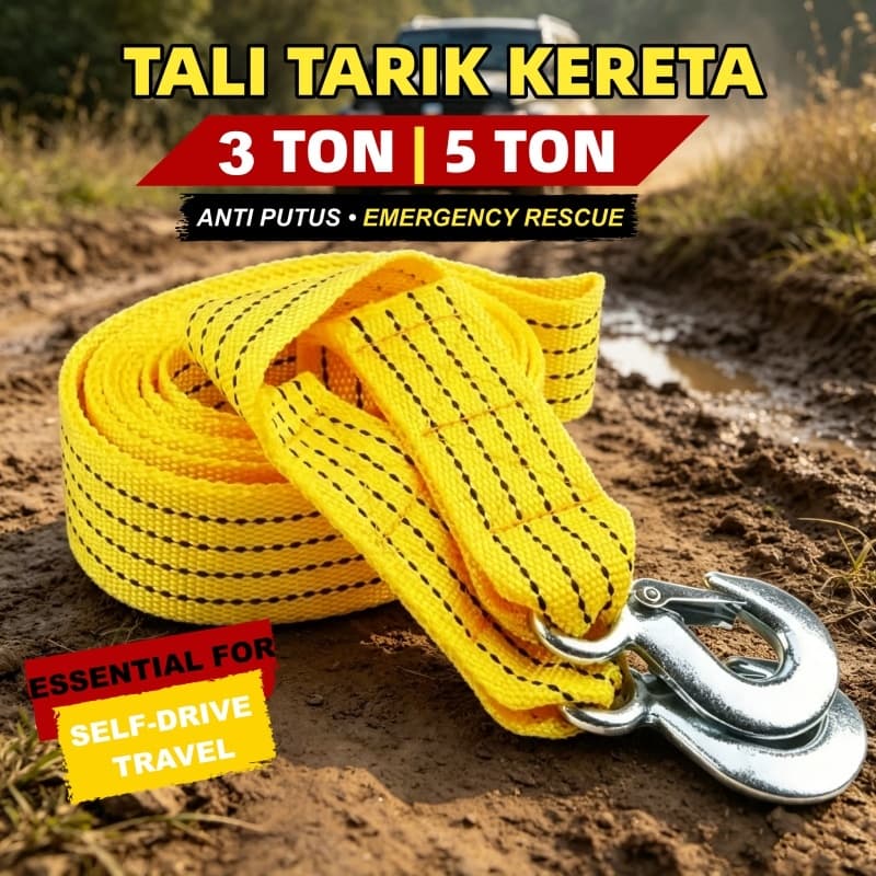 Corda De Reboque De Carro , Tração Off-Road De Resgate De 5 Toneladas 3M 4M Para Trailer Fibra De Emergência Espessada ,