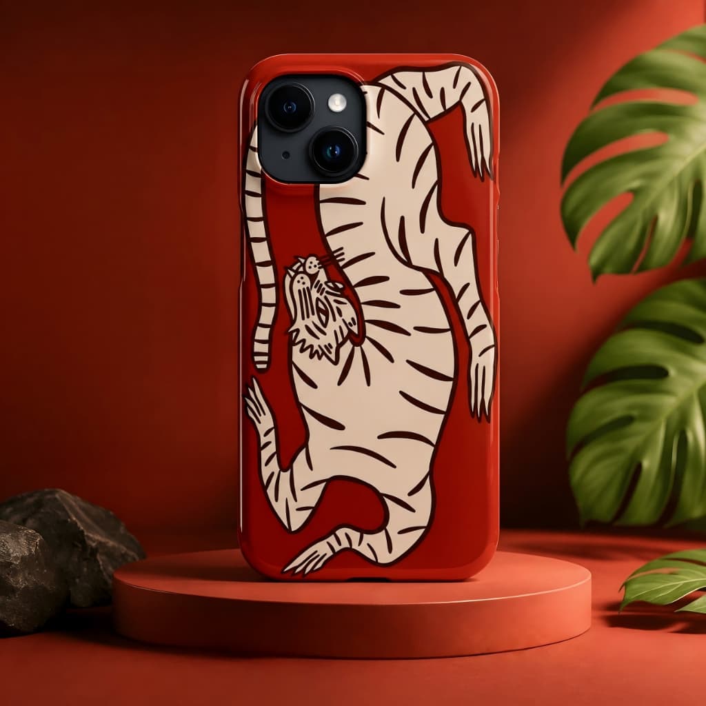 Original Tigre Vermelho Retro Capinha Para IPhone 13 11 12 14 15 16 17 Air Pro Max Normal Capa