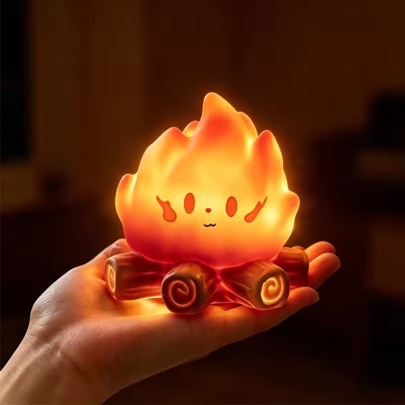 Mini Luz Noturna De Silicone Para Fogueira De Desenho Animado , Lâmpada LED De Simulação De Chama De Criatividade , Brin