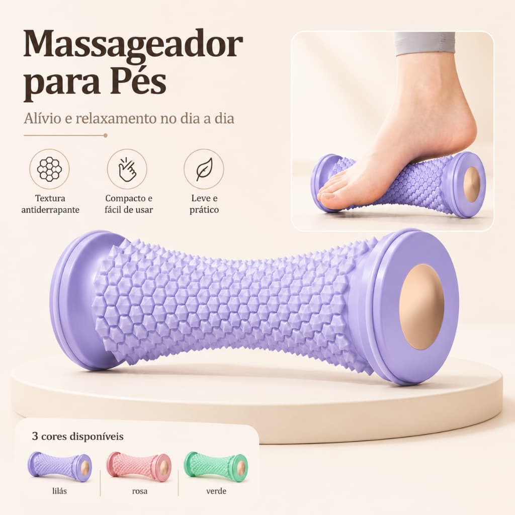 Massageador manual de pés rolo  bola yoga, alívio para fáscia plantar e tensão muscular