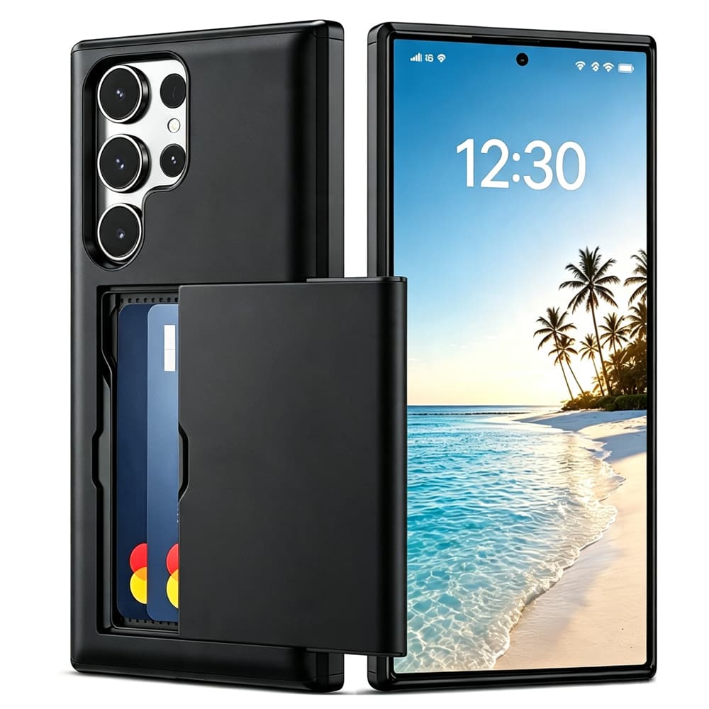 Caso de telefone rígido à prova de choque com slot para cartão Para Galaxy S26 Ultra S25 Ultra S25 Fe S24 Ultra