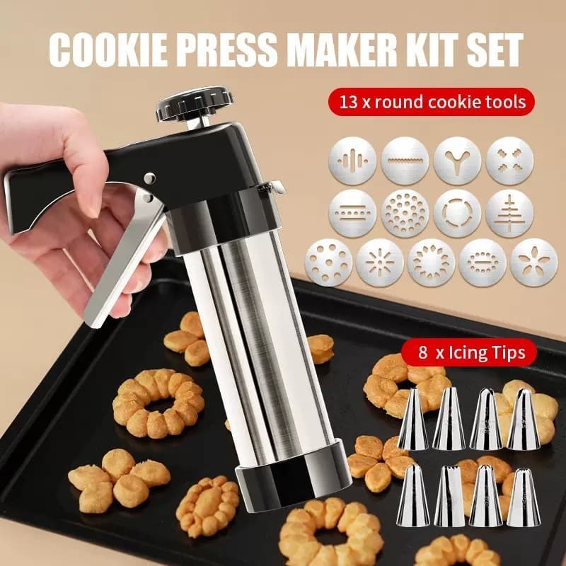 Máquina De Decoração De Biscoitos De Aço Inoxidável 8 Bicos 16 Discos 1 Escova De Limpeza