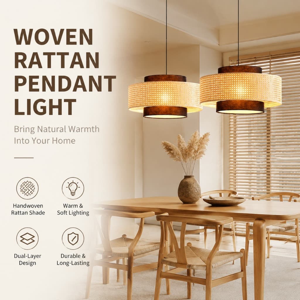 CZHLIFE Luminária Pendente Rústica Lustre De Vime Luz De Teto De Bambu Natural Tecida À Mão Luminárias Suspensas Exclusi