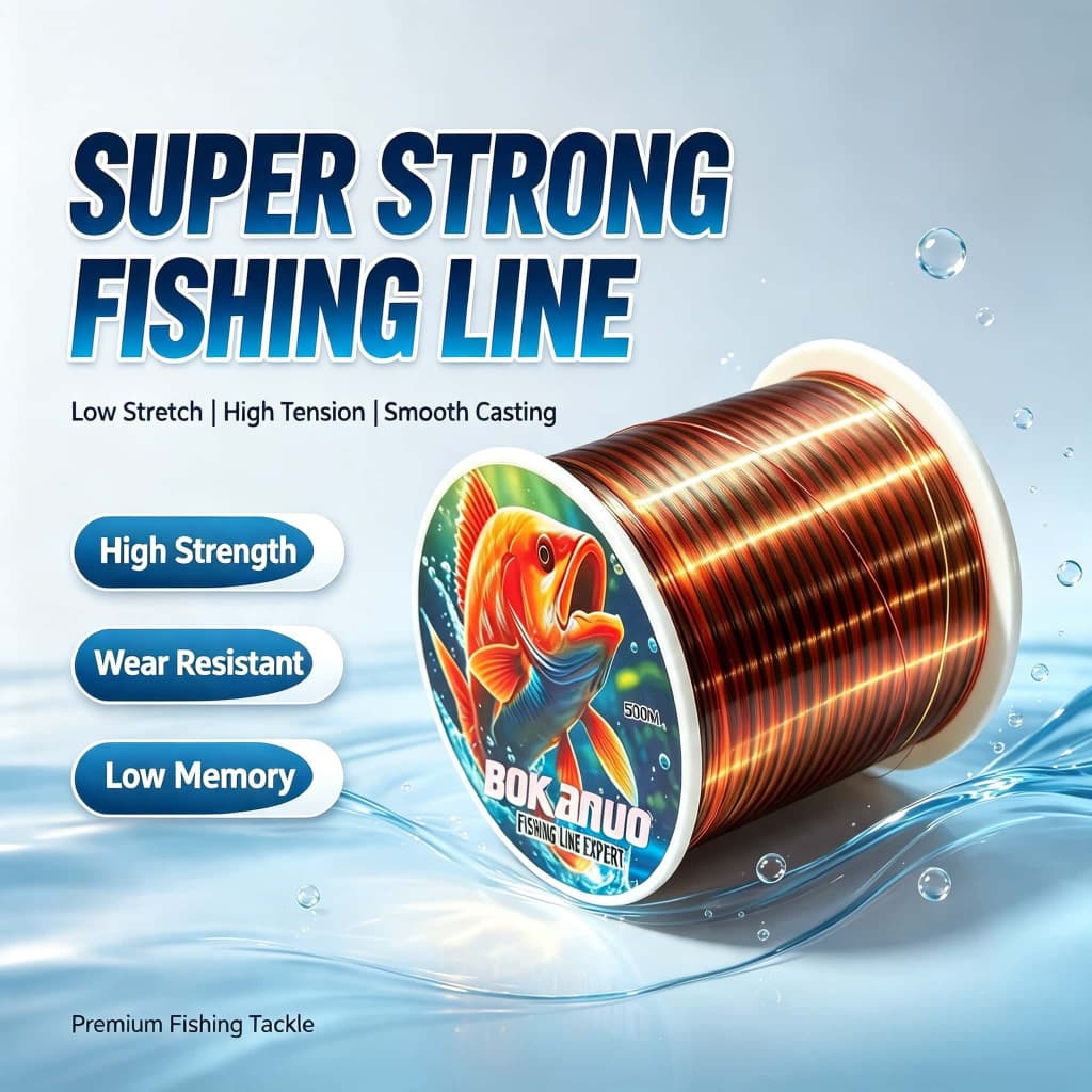 Linha De Pesca Camuflada Que Muda De Cor 500M BOKANUO , Nylon Monofilamento Anti-Cinco Macio Principal De Alta Resistênc