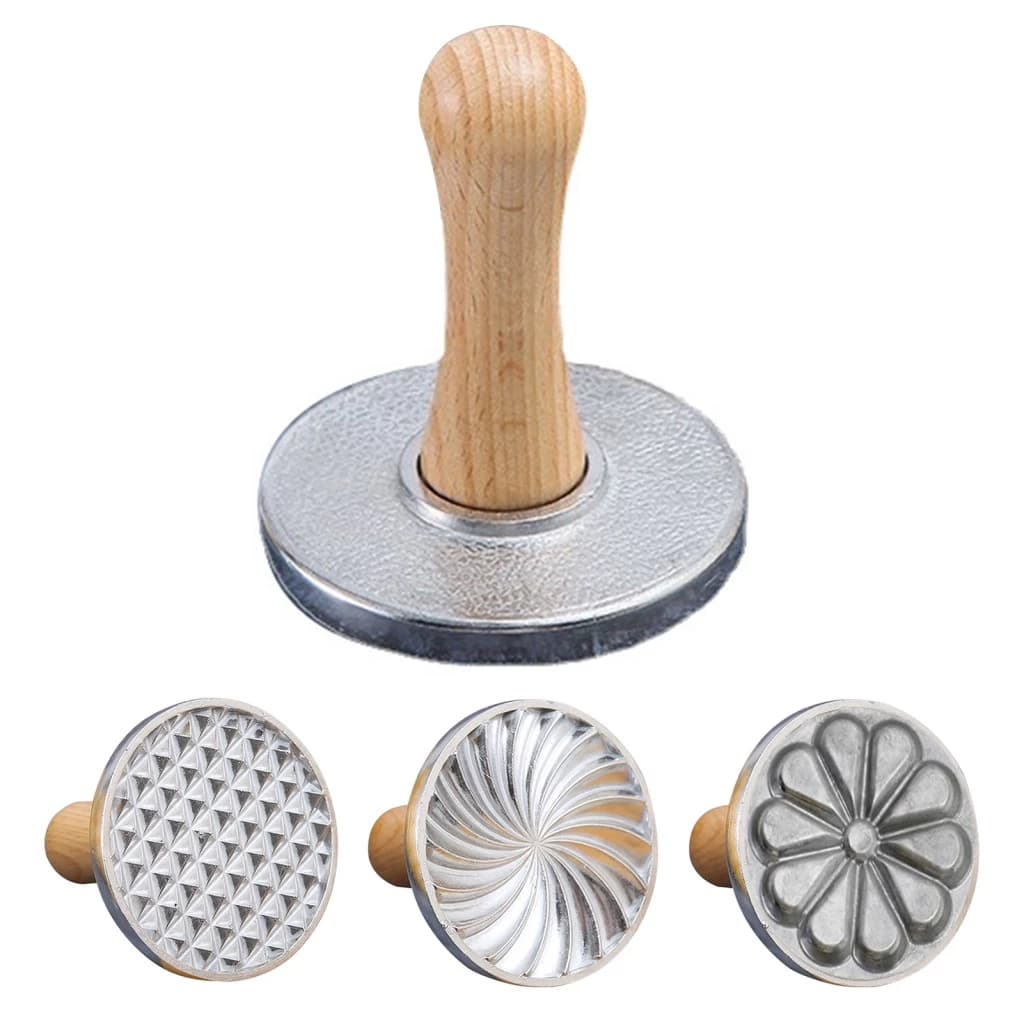 Kit De Cozimento De Cozinha Conjunto Cortador De Biscoito Redondo Imprensa De Metal Com Alça De Madeira Ferramenta Diy P