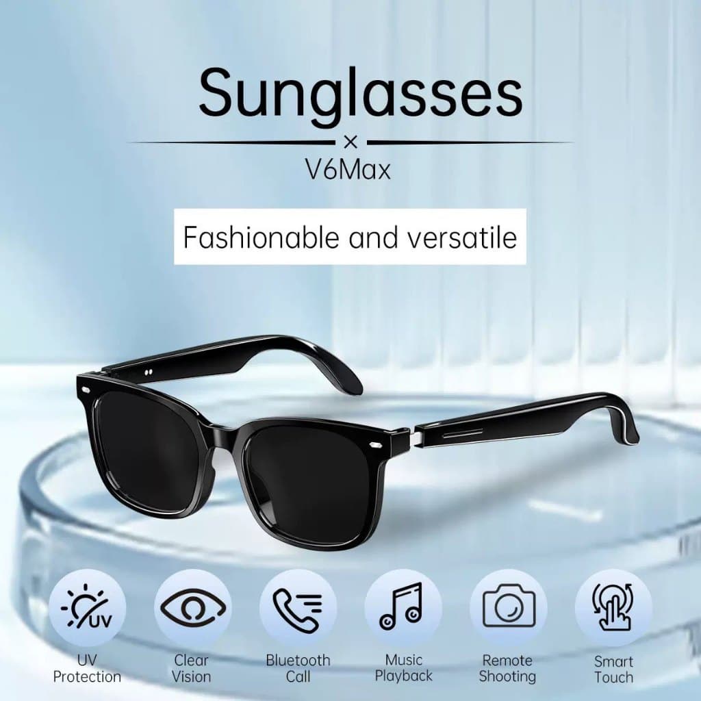Óculos Inteligentes De Áudio v6 max De Sol Fones De Ouvido Chamando Para Homens Mulheres VS G1 G2 m02 ultra