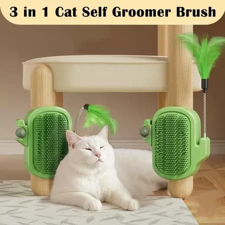 Wall-Mounted Cat Massage Brush with Catnip - Itch Relief, Clean and Fresh Breath