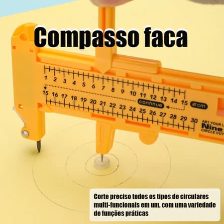 compasso cortador circular estilete de precisão + 6 lâminas + 3 grafites