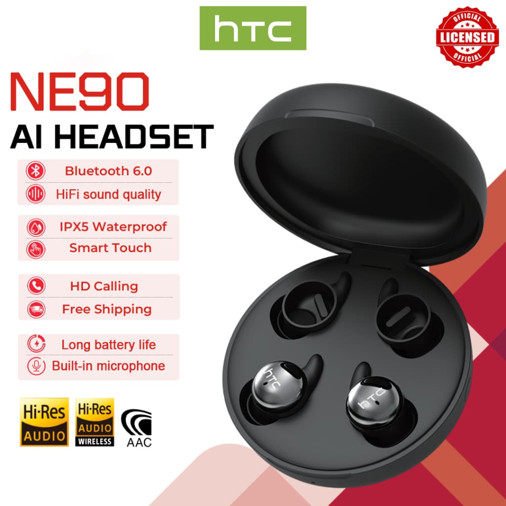HTC NE90 fone de ouvido sem fio Bluetooth V6.0 sono fone ruído branco sleep Aid tela inteligente tradução AI alta qualid