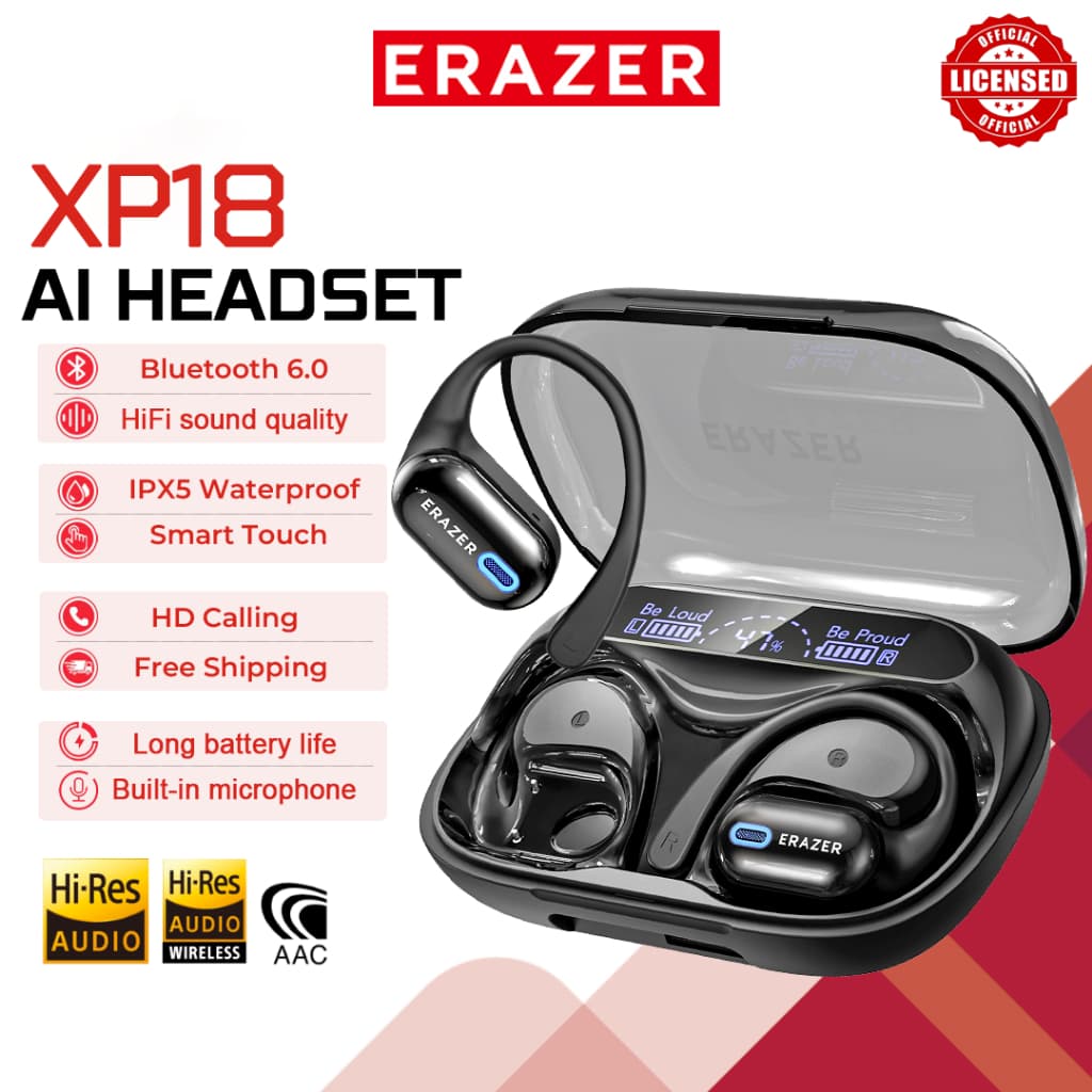 ERAZER XP18 AI Tradução TWS Fone de ouvido Bluetooth Fone de ouvido de carregamento reverso Bluetooth 6.0 HiFi