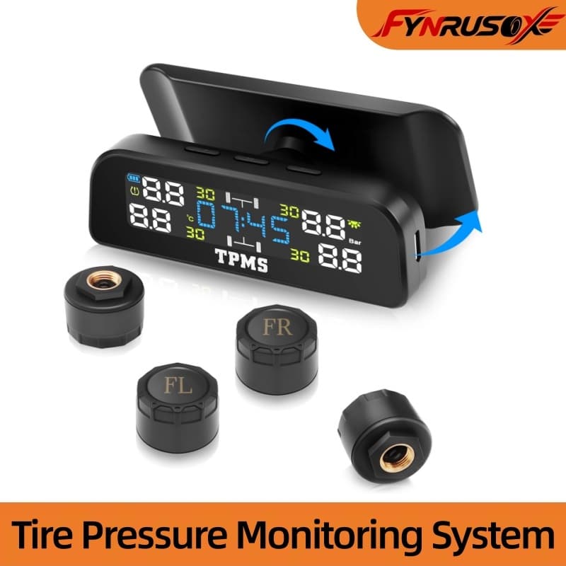 Monitor De Pressão Dos Pneus TPMS Para Carro Inteligente De Ar Do Pneu De Com 4 Sensores Movidos A Energia Solar