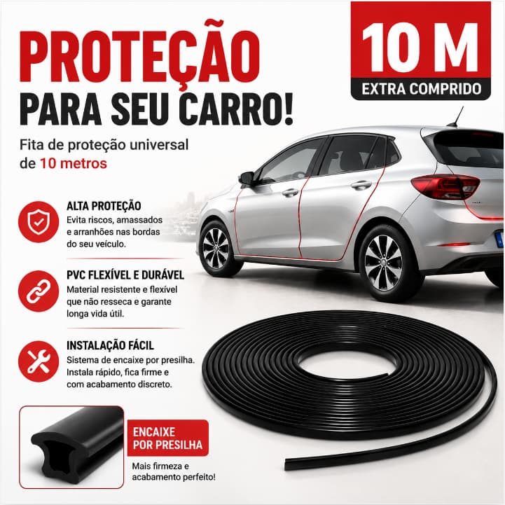Protetor de Porta de Carro 10M Borracha Universal Anti Impacto Risco Vedação Borda Preto