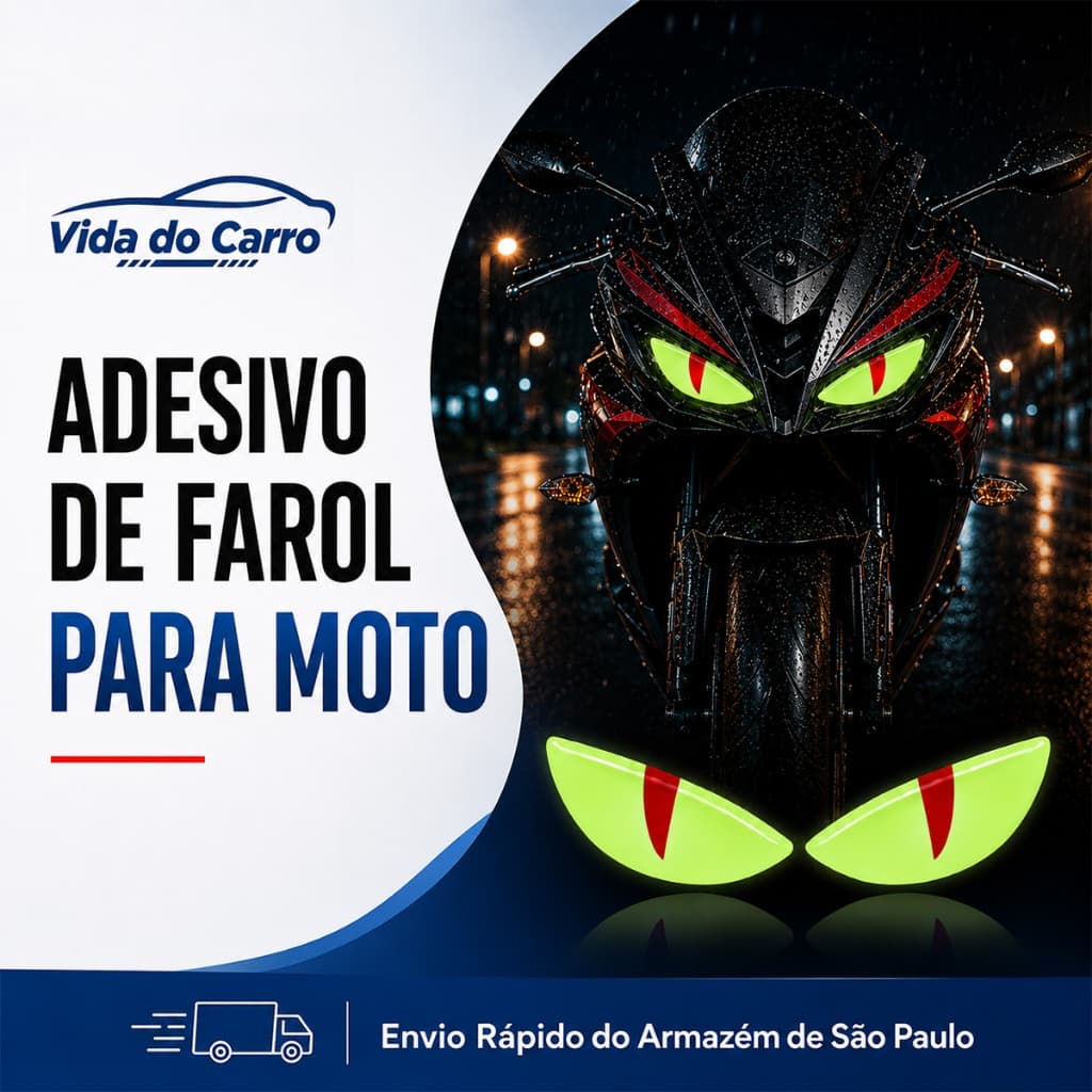 Adesivo 3D Olho Grego para Farol de Moto, Fosforescente em Relevo com Proteção UV e Impermeável