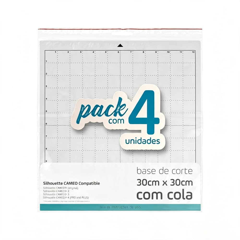 4 Base de Corte 30x30cm Transparente Para Silhouette Cameo, Cameo 2 3 4, 4 Plus e 4 Pro - Com Cola