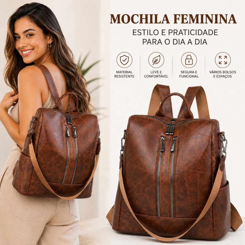 Mochila Bolsa Feminina GRANDE Escolar Trabalho Viagem Couro Sintéticos mochila feminina reforçada