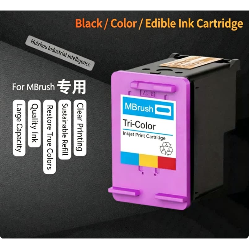 Compatível Com Impressora Portátil MBrush , Cartuchos De Tinta Comestíveis Pretos E Coloridos Recarregáveis De Grande Ca