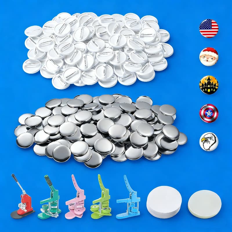32mm/44mm/58mm Branco Pins E Bottons 100 Kits Para Máquina De Button
