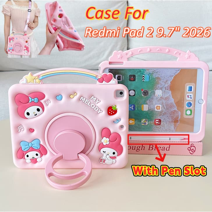 3D Dos Desenhos Animados Kitty Melodia Cinnamoroll Tablet Caso Para Xiaomi Redmi Pad 2 9.7 " 2026 Silicone Capa Pad2 SE