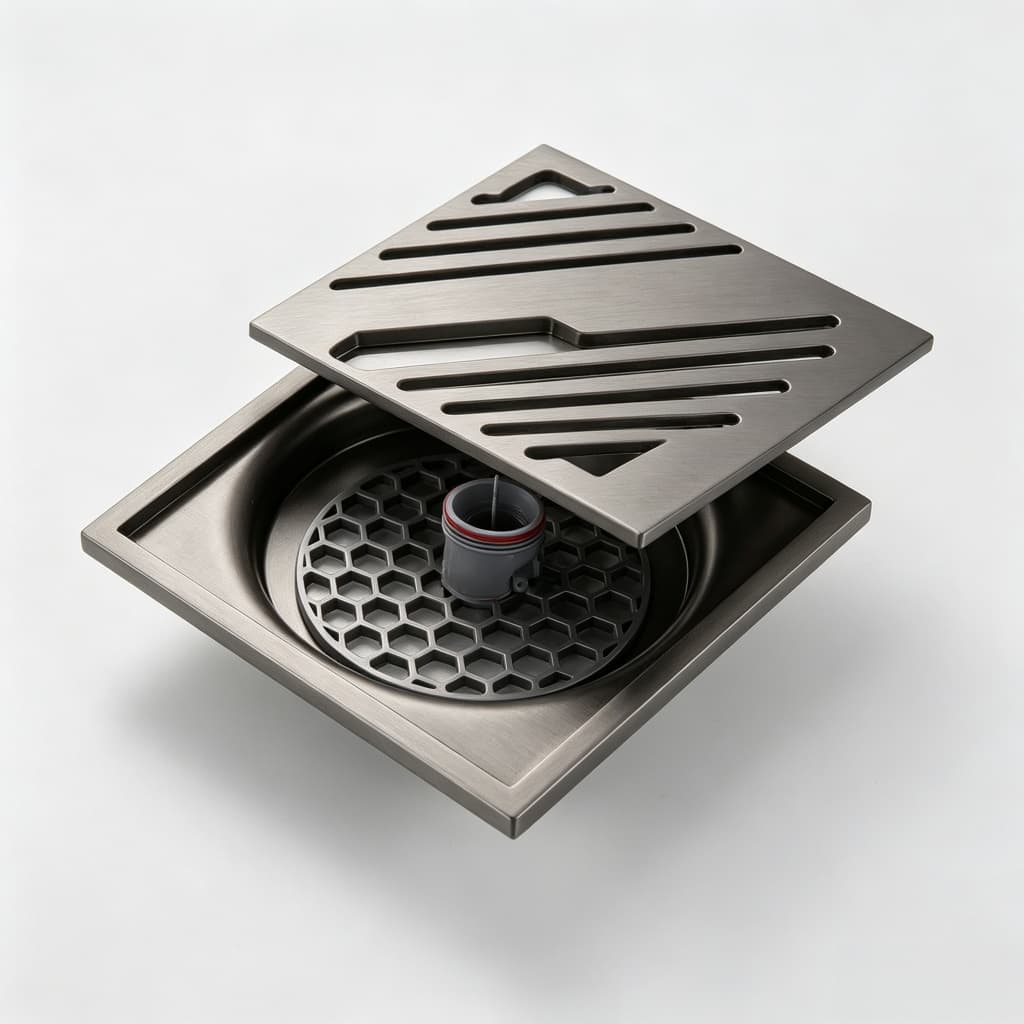Ralo de Banheiro Quadrado Anti Odor 10x10 Inox Anti Inseto