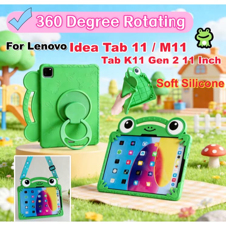 Para Lenovo Idea Tab K11 Gen 2 11 Polegada 2025 Tablet Caso 3D Dos Desenhos Animados Sapo Suporte Capa De Silicone Macio