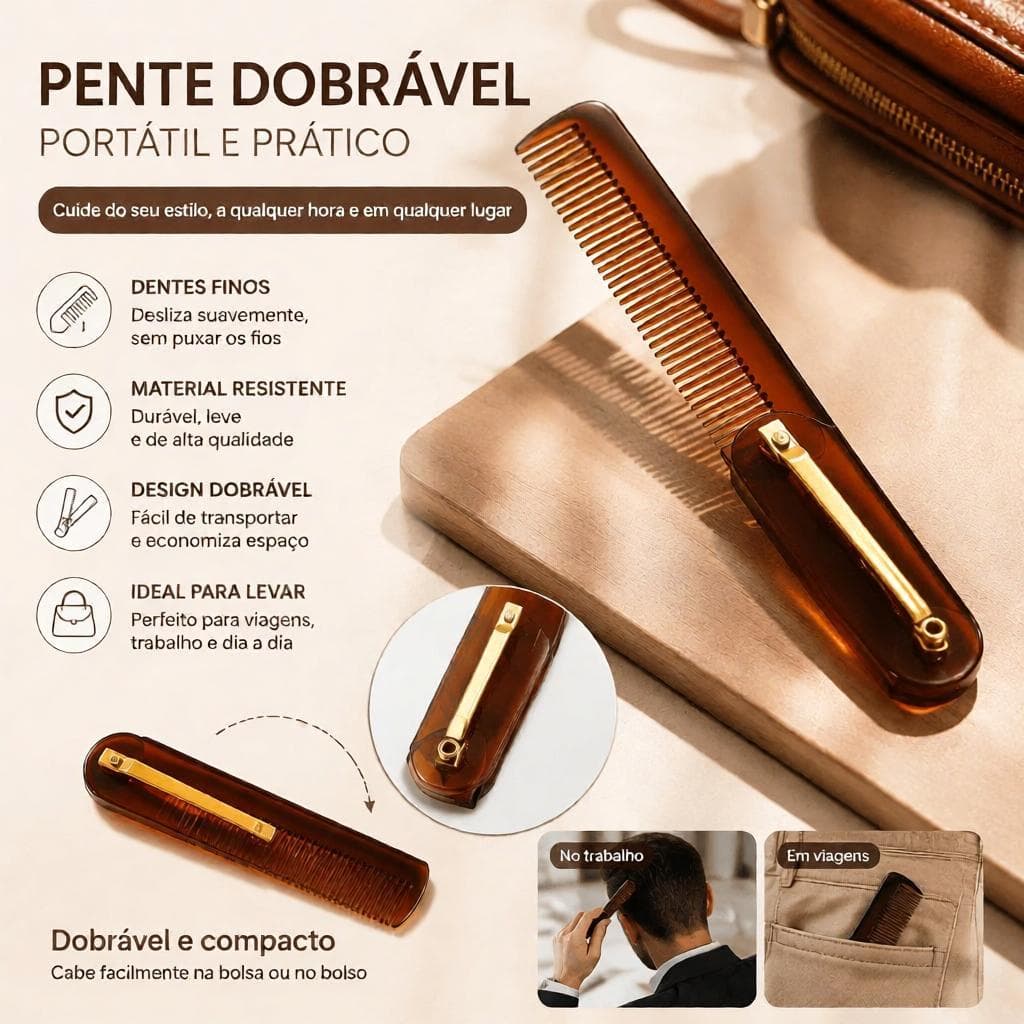[lovego] Pentes De Bolso Dobráveis Portáteis Óleo Plástico Barba Ferramenta De Estilo De Cabelo Para Homens Mulheres Pen