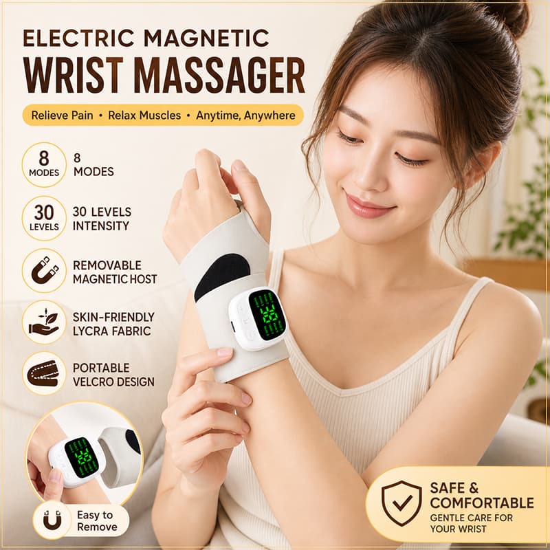 Massageador de pulso elétrico sem fio com 10 modos de vibração para aliviar a tenossinovite