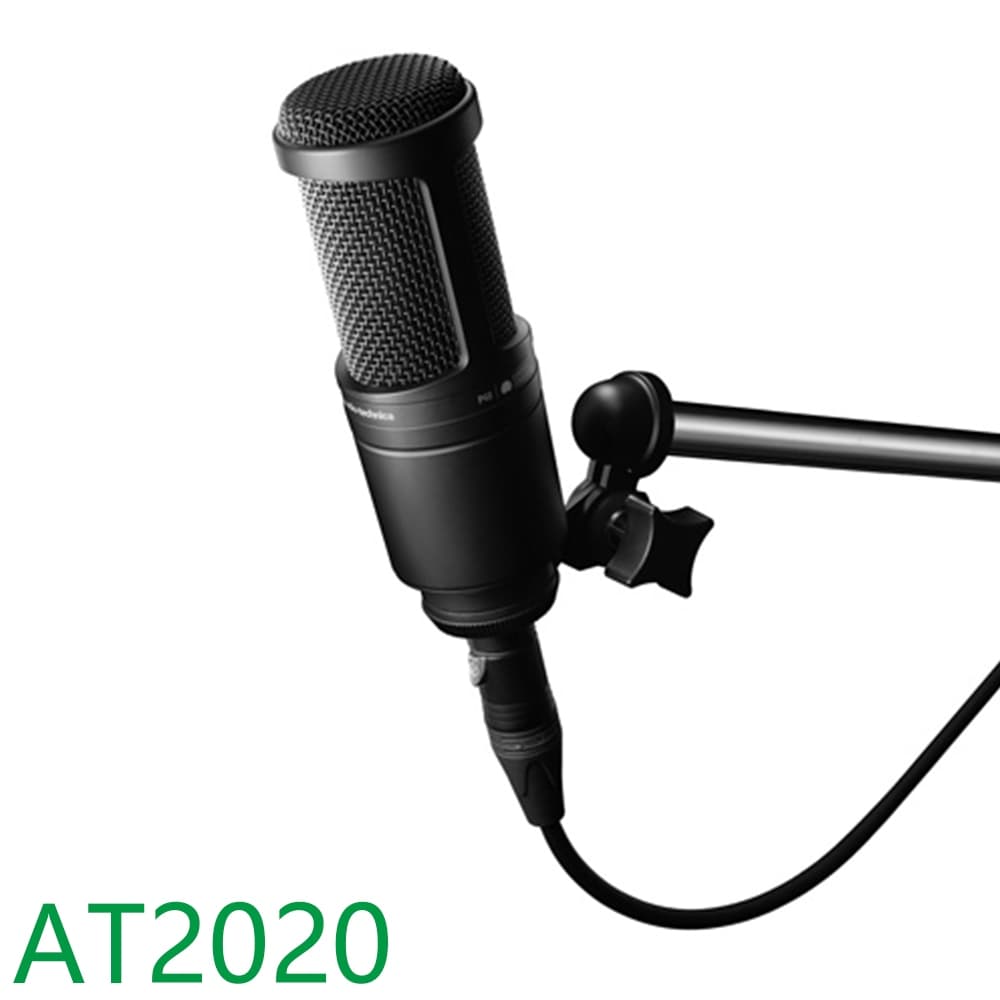 AT2020 Audio-Technica Microfone Condensador De Gravação Lateral Direcional Cardióide Para De Jogos E Canto Ao Vivo