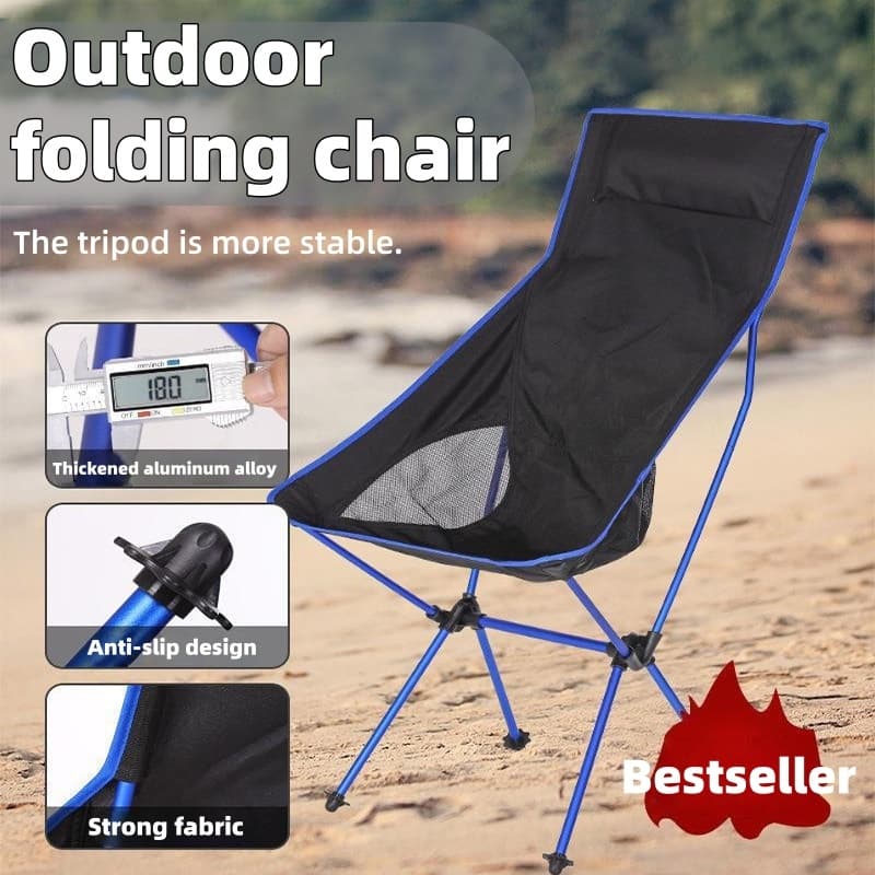 Cadeira Dobrável Portátil Para Exterior . Leve Feito De Liga De Alumínio Adequado Banho De Sol , camping Na Praia E Pesc