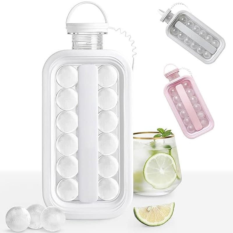 2-Em-1 Portátil Bola De Gelo Fazendo Bandeja Dobrável Hóquei No Pote Uísque lce Cubo Molde Geladeira Freezer Maker Ferra