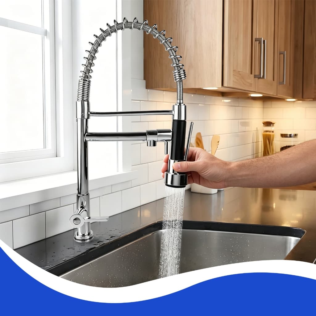 Torneira De Cozinha Com Bico Removível De Mola Flexível , Alça Única , Instalação De Bancada , Projetada Pa