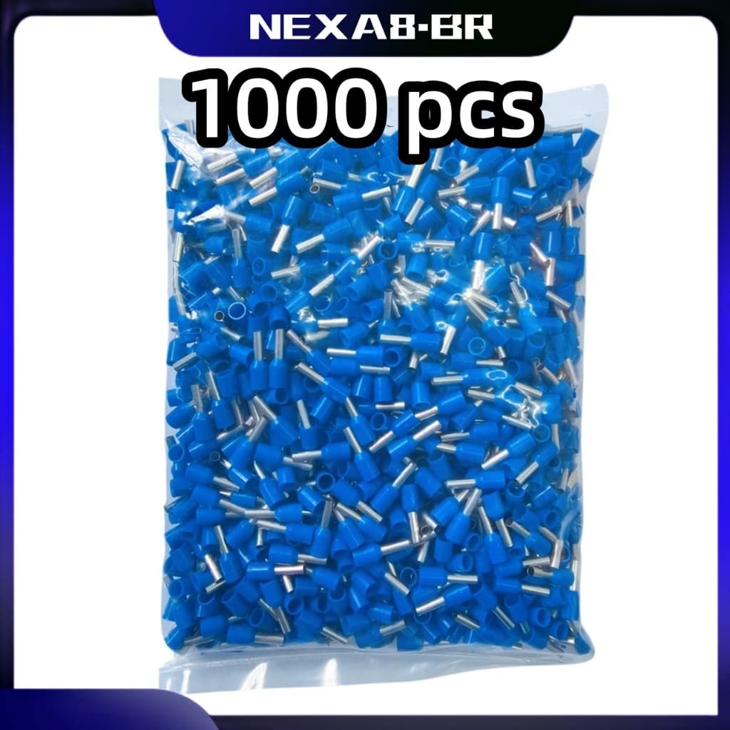 1000 Peças Terminal Elétrico Tubular Simples E2508-2.5mm