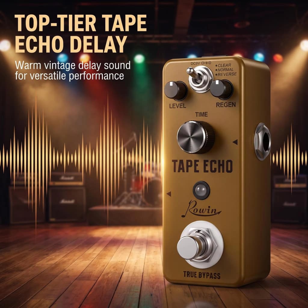 Rowin Store Pedal Digital Efeito De Atraso Fita Echo Pedais-Delay 44.1K Verdadeiro Ponto Flutuante DSP 100ms-0.6s Tempo