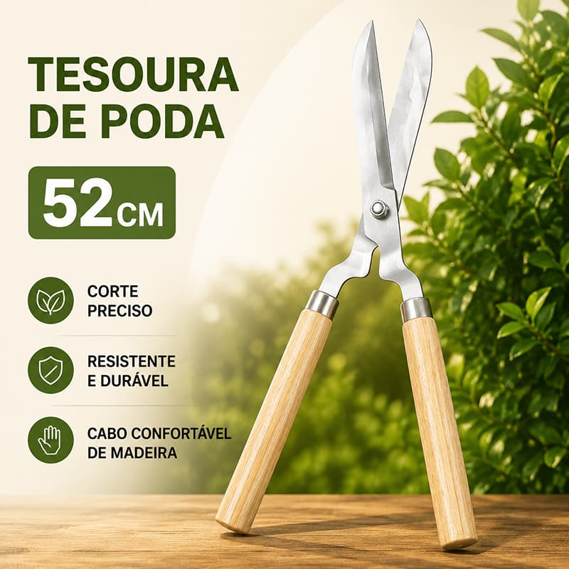 Tesoura de Poda Grama Jardim Cerca Cerca-viva Jardinagem Tesourão Cabo Madeira
