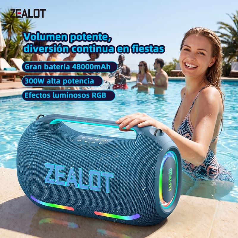 ZEALOT ZE41 Alto-Falante Portátil Bluetooth 400W 48000mAh Iluminação RGB Sem Fio Super Bass 5.3 Para Reuniões De Quintal