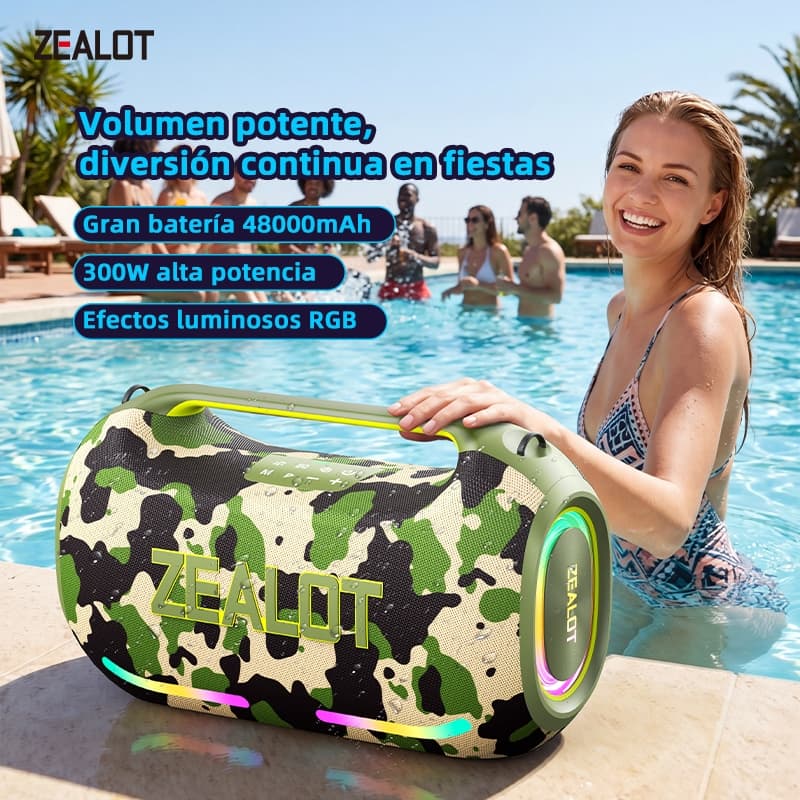 ZEALOT ZE41 Alto-Falante Bluetooth 800W Max Quando Duas Unidades TWS Ligado 48000mAh RGB Baixo BT5.3 Portátil Para Festa