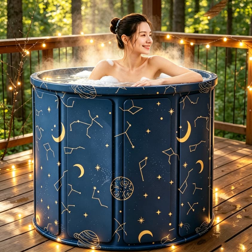 Banheira Dobrável SPA Adulto Portátil 70cm 254 Litros Ofurô Reforçado com Drenagem Rápida