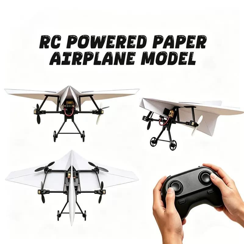 Kit De Avião De Papel RC Com Estabilizador Giroscópio Controle Remoto Elétrico DIY Hélices Duplas , Brinquedo Leve E Dob