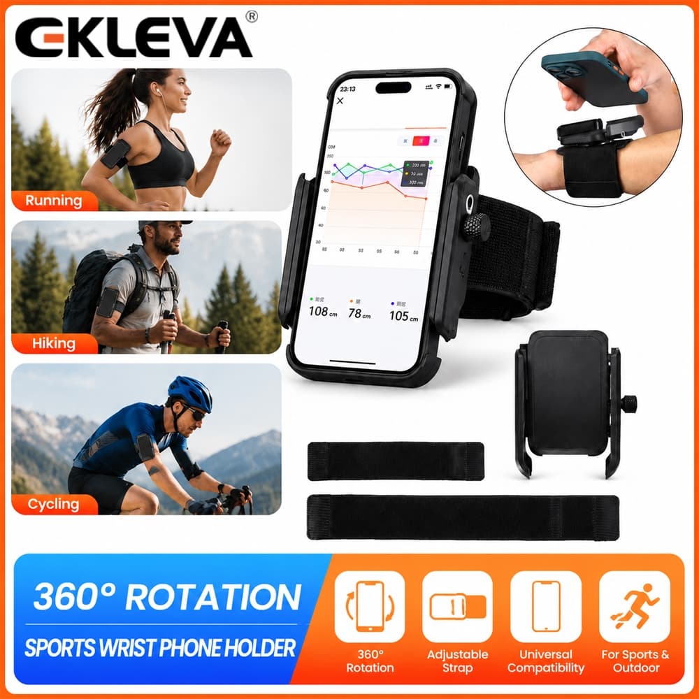 EKLEVA Suporte De Pulso Giratório 360 Braçadeira Esportiva Universal Pulseira Ajustável Para Smartphone Corrida , Caminh